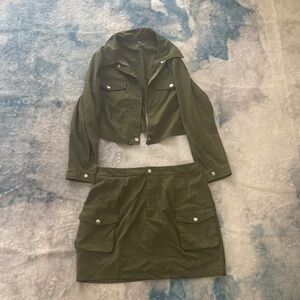 SHEIN Olive Green Skirt Set
